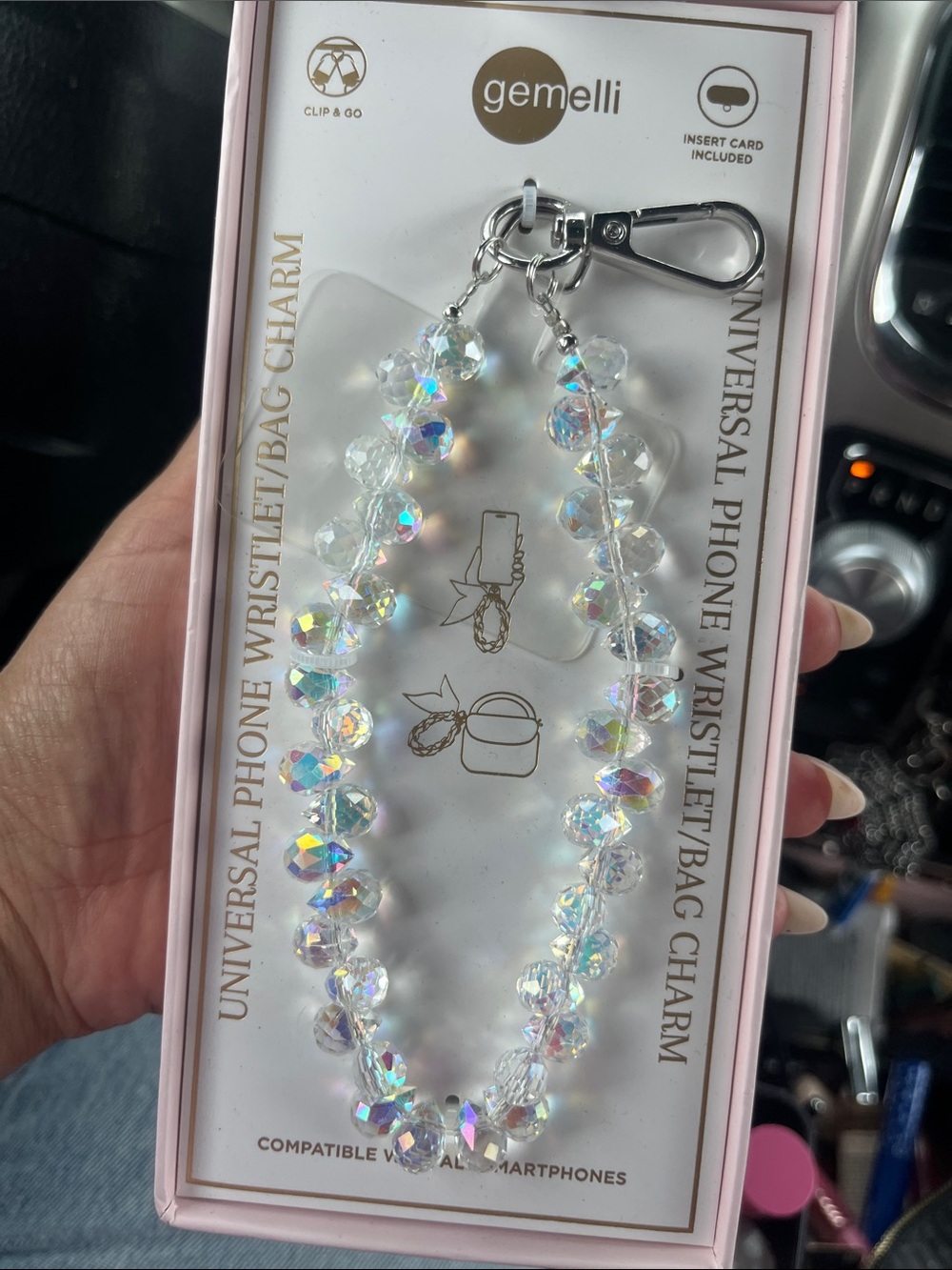 Gemelli Iridescent Crystal Wristlet Bag Charm